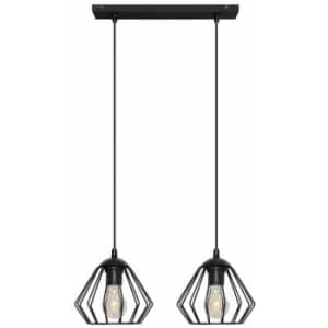 Image of Helam Lighting - Helam Agat Straight Bar Pendant Ceiling Light Black 40cm
