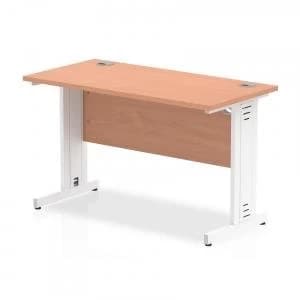 Image of Trexus Desk Rectangle Cable Managed White Leg 1200x600mm Beech Ref