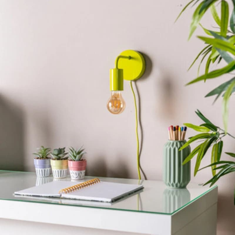 Image of ValueLights Colour Pop Plug-In Wall Light Lime
