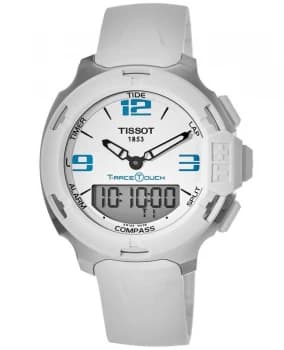 Image of Tissot T-Race Touch Analog & Digital Dial White Rubber Strap Unisex Watch T081.420.17.017.01 T081.420.17.017.01