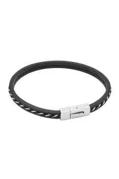 Image of Black Recycled Leather & Microfibre Cord Bracelet 22cm