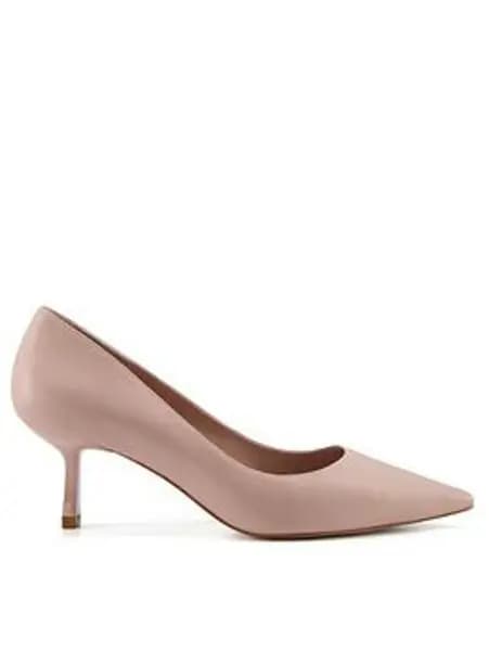 Image of Dune London Anastasia Leather Mid Heel Court Shoes - Blush Light Pink VYPVO Female 4,6,7,8