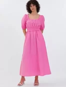 Image of Aligne Frederika Scoop Neck Midi Dress In Organic Linen