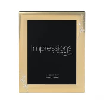 Image of 6" x 8" - IMPRESSIONS Gold Photo Frame with Crystal Flowers