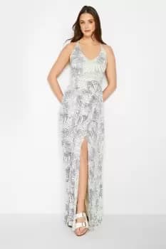 Image of Leaf Print Split Maxi Dress