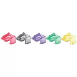 Image of Intellinet RJ45 Repair Clip For RJ45 modular plug Mixed Transparent Colours (Red Yellow Green Violet and Black) 50 pack