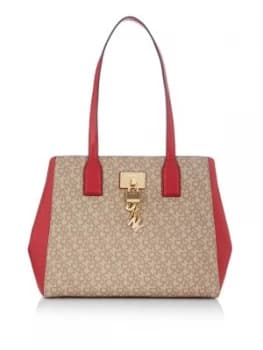 Image of DKNY Elissa logo large printed tote with charms Multi Coloured