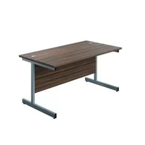 Image of Jemini Single Rectangular Desk 800x600x730mm Dark WalnutSilver