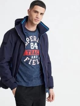Image of Superdry Tech Hooded Windcheater, Navy, Size XL, Men