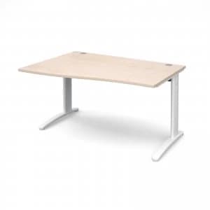 Image of TR10 Left Hand Wave Desk 1400mm - White Frame maple Top