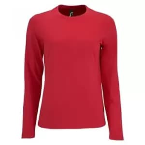 Image of SOLS Womens/Ladies Imperial Long Sleeve T-Shirt (M) (Red)