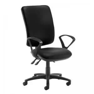 Image of Senza extra high back operator chair with fixed arms - Nero Black