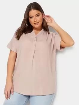 Image of Yours Yours Half Placket Blouse, Pink, Size 26-28, Women