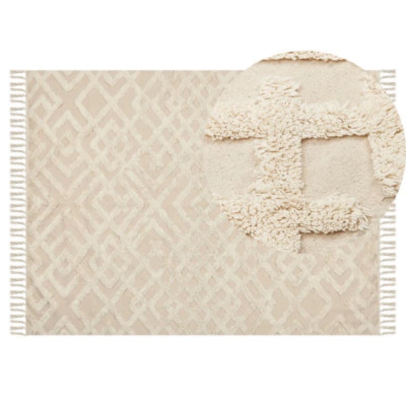 Image of Beliani Rug Ardahan Beige 140 X 200 Cm Cotton