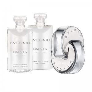 Image of Bvlgari Omnia Crystalline Gift Set 40ml Eau de Toilette + 40ml Body Lotion + 40ml Shower Gel + Pouch
