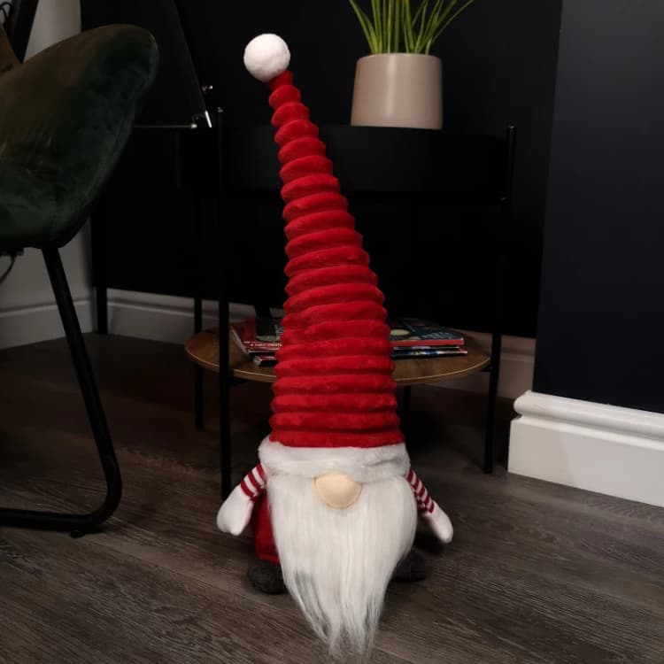 Image of 51cm Large Sitting Plush Christmas Gonk with Grooved Hat in Red