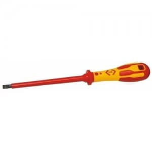 Image of C.K Tools Dextro Slotted Parallel Flat Head VDE Insulated Screwdriver - 10.0X200mm