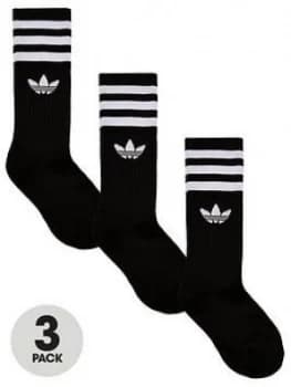 Image of Boys, adidas Originals 3 Pack Kids Trefoil Linear Socks - Black, Size 12.5-2