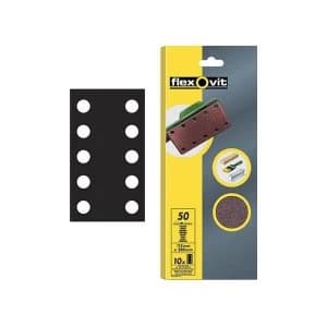 Image of Flexovit 1/2 Sanding Sheets Perforated Coarse 50 Grit (Pack of 10)