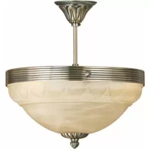 Image of Loops - Flush Ceiling Light Colour Bronze Shade Champagne Glass Alabaster Bulb E14 3x60W