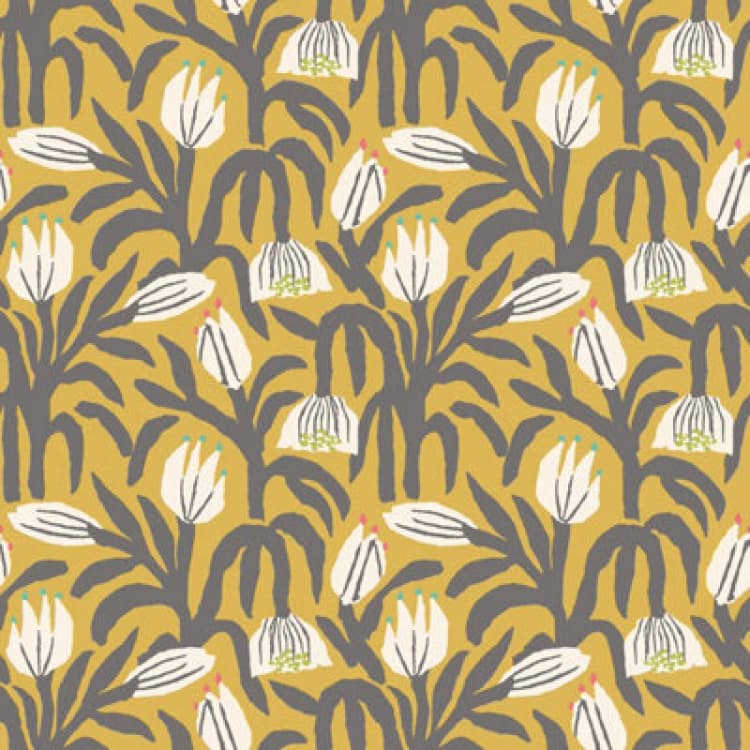 Image of Hoopla Walls Chunky Flower Mustard Smooth Matt Wallpaper