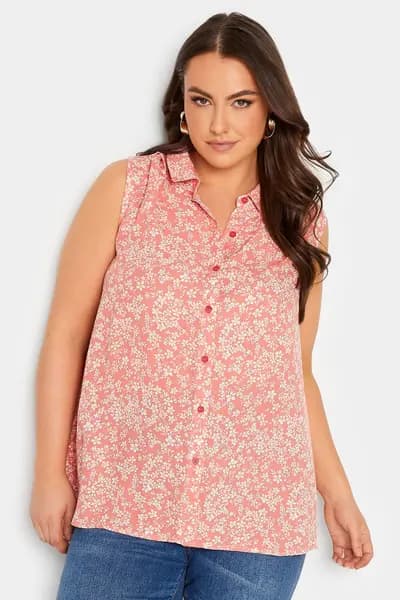 Image of Yours Printed Blouse Coral