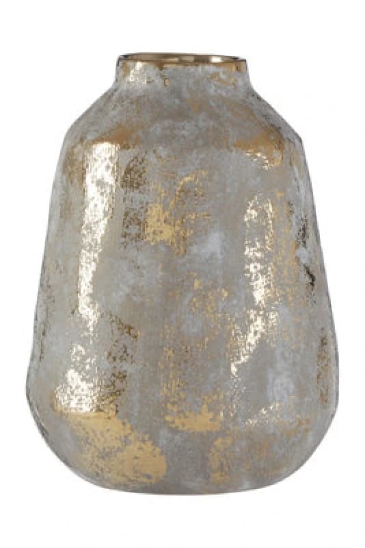 Image of Premier Housewares Orvena Grey and Gold Ceramic Vase Grey