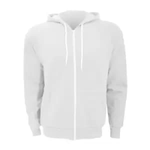 Image of Canvas Unixex Zip-up Polycotton Fleece Hooded Sweatshirt / Hoodie (L) (White)