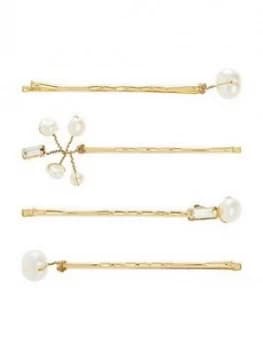 Image of Accessorize 4-Pack Freshwater Pearl and Baguette Slides - Pearl