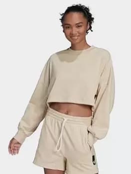 Image of adidas Sportswear Studio Lounge Summer Crew Sweatshirt, Beige, Size L, Women