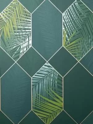 Image of Fine Decor Miami Tropical Geo Emerald/Gold