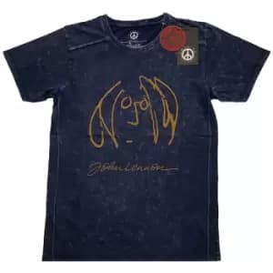 Image of John Lennon - Self Portrait Unisex XX-Large Snow Wash T-Shirt - Blue