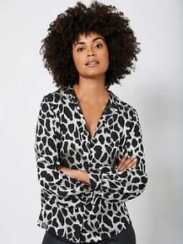 Image of Mint Velvet Animal Burnout Shirt - Neutral Size 14, Women