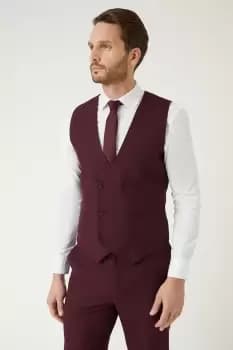 Image of Mens Slim Fit Burgundy Waistcoat
