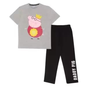 Image of Peppa Pig Mens WorldA's Best Dad Daddy Pig Pyjama Set (XXL) (Black/Heather Grey)
