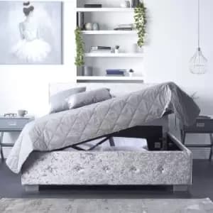Image of Side Opening Ottoman Storage in Grey Crushed Velvet, Double