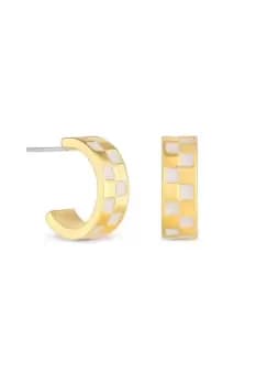 Image of Gold Plated Checkboard Hoop Earrings