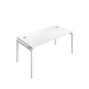 Image of Telescopic Sliding 2 Person Extension Bench with Cable Port and White Frame - 1600mm - White