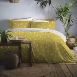 Image of Fusion Sahara Leopard Print Easy Care Reversible Duvet Cover Set, Ochre, Single