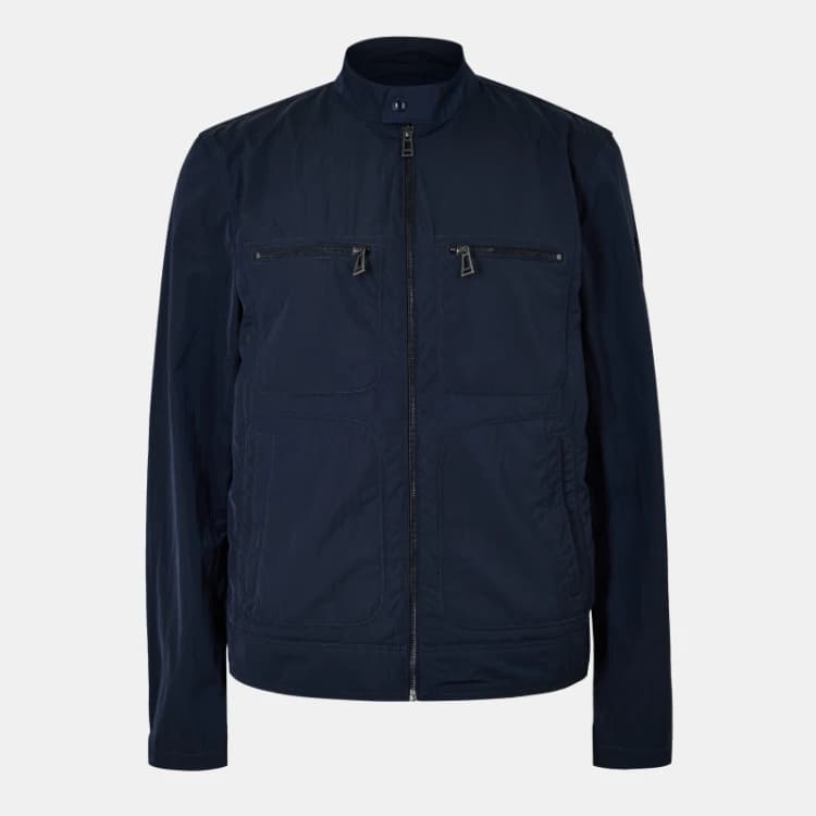 Image of Belstaff Mens Weather Resistant Bomber Jacket Dark Ink male 2XL