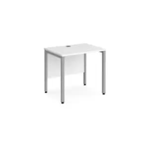 Image of Maestro 25 straight desk 800mm x 600mm - silver bench leg frame and white top