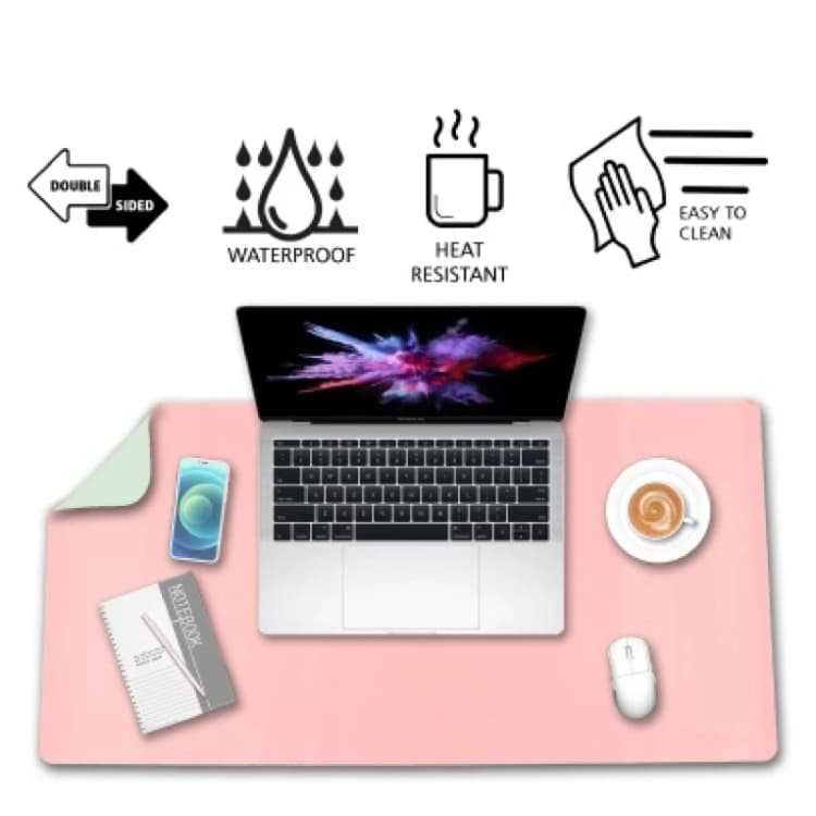 Image of ValueX Deflecto PVC Desk Mat 80x40cm Dual Colour Pink/Green - DM8040P/G DM8040P/G