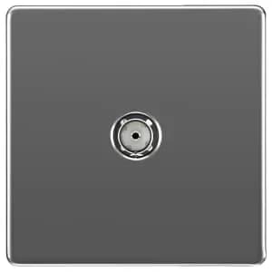 Image of BG Screwless Flat Plate Single Socket For TV Or Fm Co-Axial Aerial Connection - Black Nickel