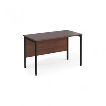 Image of Office Desk 1200mm Rectangular Desk With H-Frame Leg Walnut Tops With Black Frames 600mm Depth Maestro 25