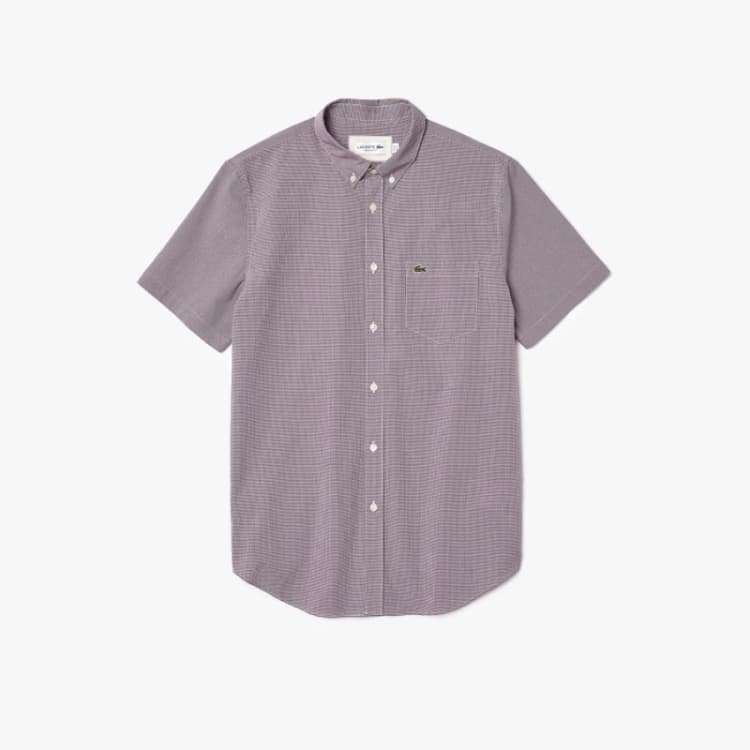 Image of Lacoste Micro Check Gingham Shirt - Multi Multi One Size
