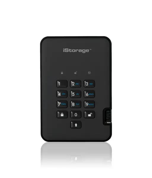 Image of iStorage diskAshur2 256-Bit Encrypted 128GB External Solid State Drive (SSD) IS-DA2-256-SSD-128-B