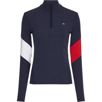 Image of Tommy Sport Block Long Sleeve Zip Top - Navy/Red/Wht