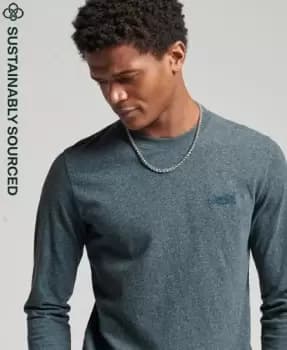 Image of Superdry Mens Organic Cotton Vintage Logo Embroidered Top Grey / Grey Tweed - Size: L