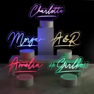 Image of Personalised Colour Changing Name Desk Night LED Light White