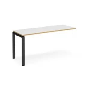 Image of Bench Desk Add On Rectangular Desk 1600mm White/Oak Tops With Black Frames 600mm Depth Adapt